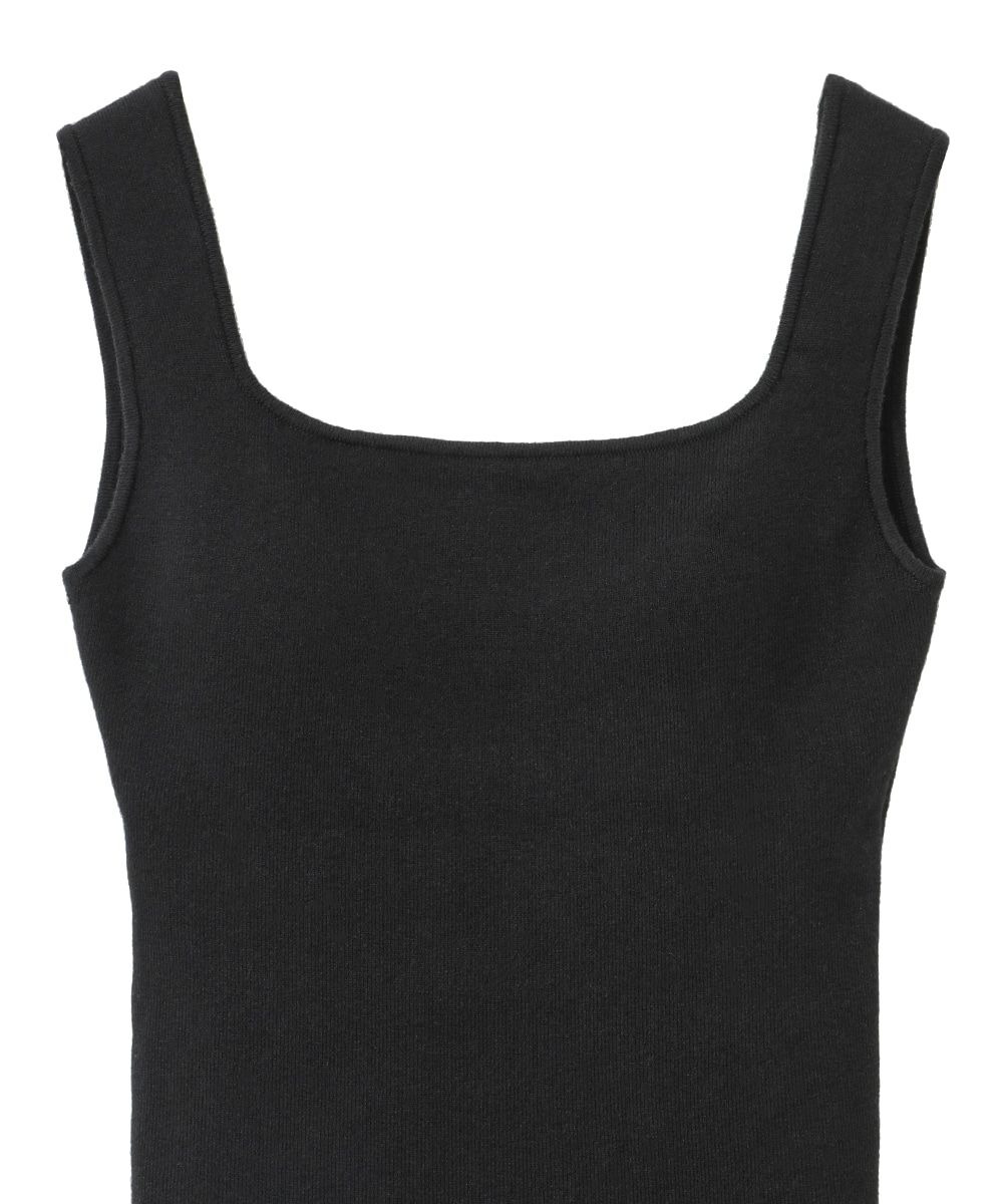 スクエアー タンク ニット トップ - SQUARE TANK KNIT TOPS BLACK