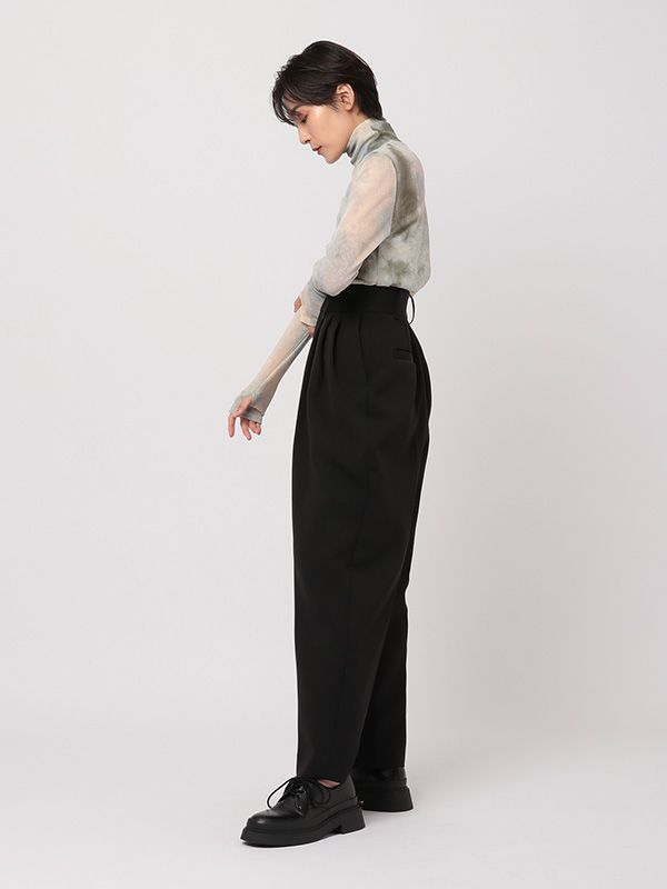 トリプルクロスハイウエストタックパンツ - BLACK