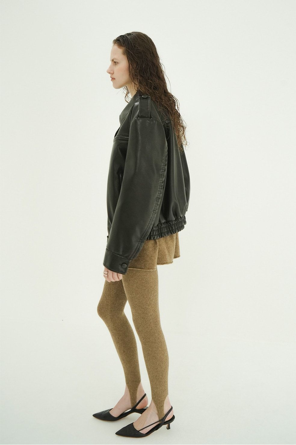 バルキーラインシングルレザージャケット - BULKY LINE SINGLE LEATHER JACKET (BROWN)