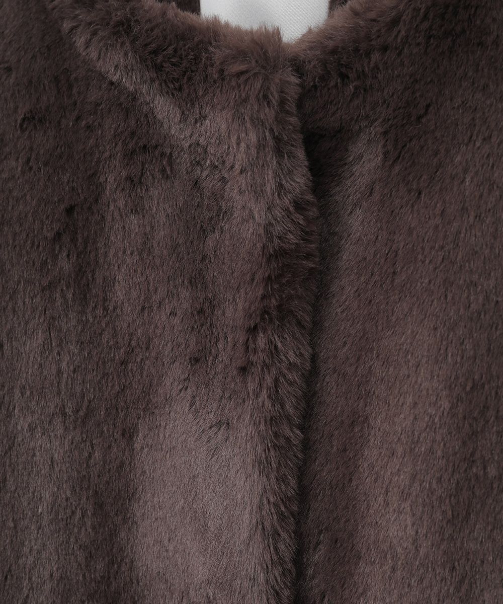 CLANE - フェイクファーコート - NO COLLAR LICO FUR COAT BROWN