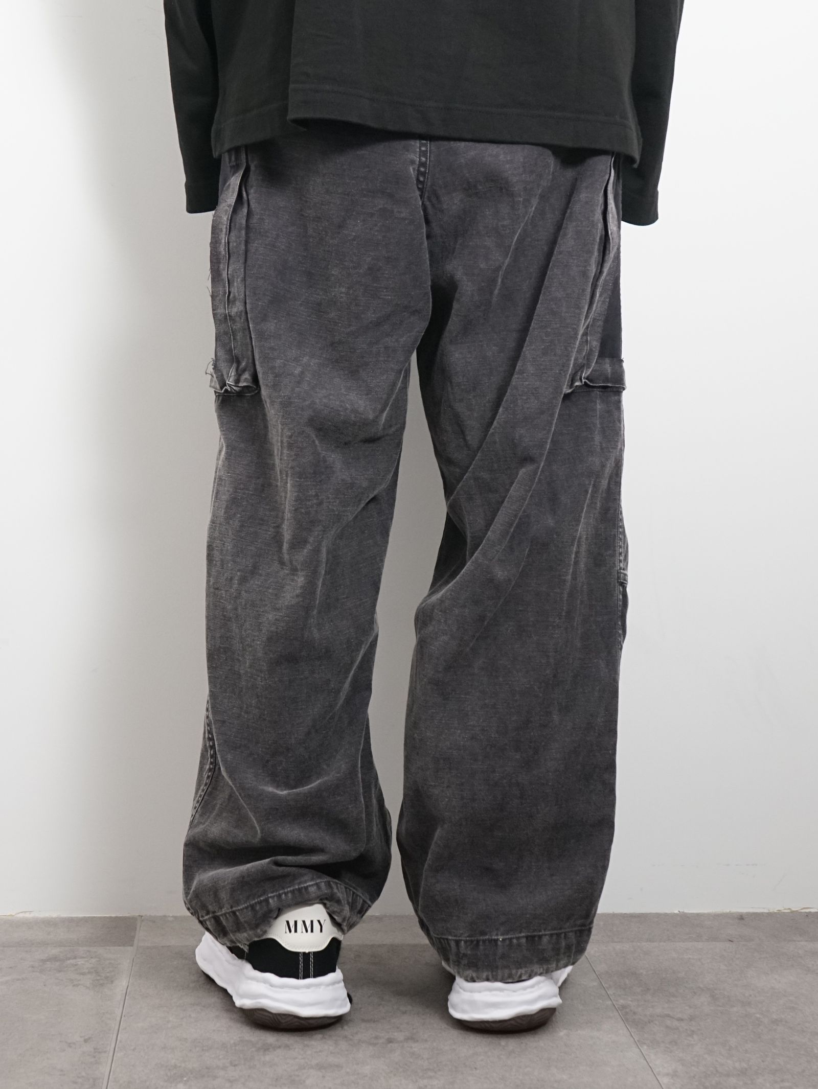 Maison MIHARA YASUHIRO - コットンサテン カーゴパンツ - Cotton Satin Cargo Pants - BLACK  | ADDICT WEB SHOP