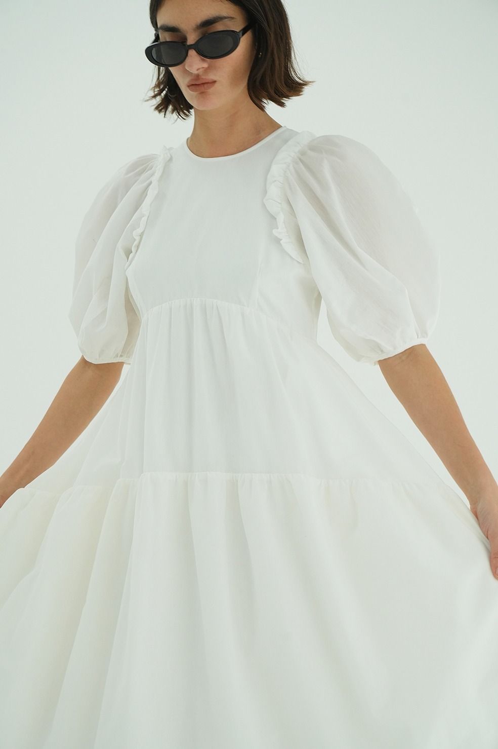 バルーンフリルワンピース -  BUBBLE FRILL ONEPIECE (WHITE)