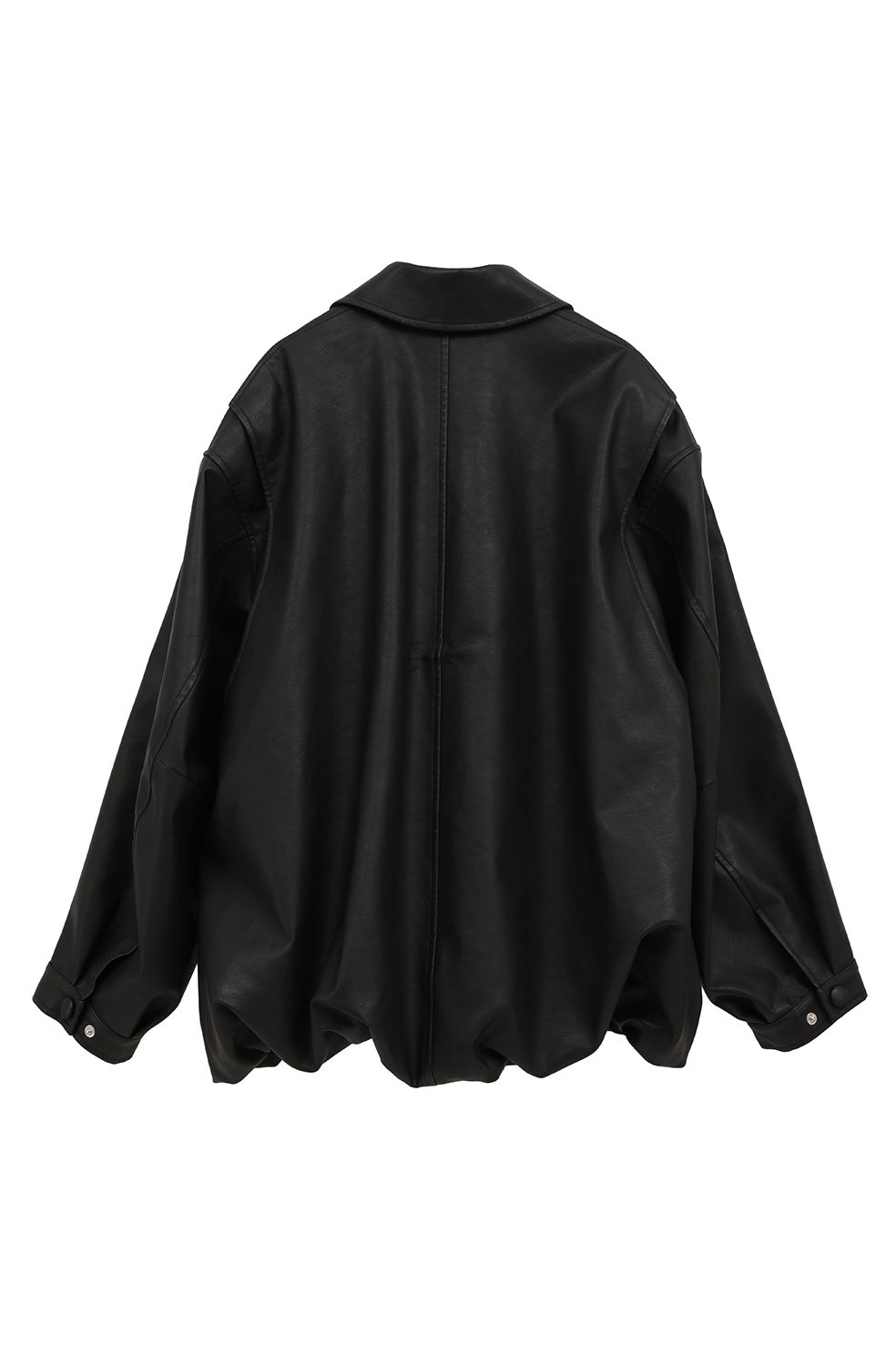フェイクレザーバルーンジャケット - FAKE LEATHER BALLOON JACKET BLACK