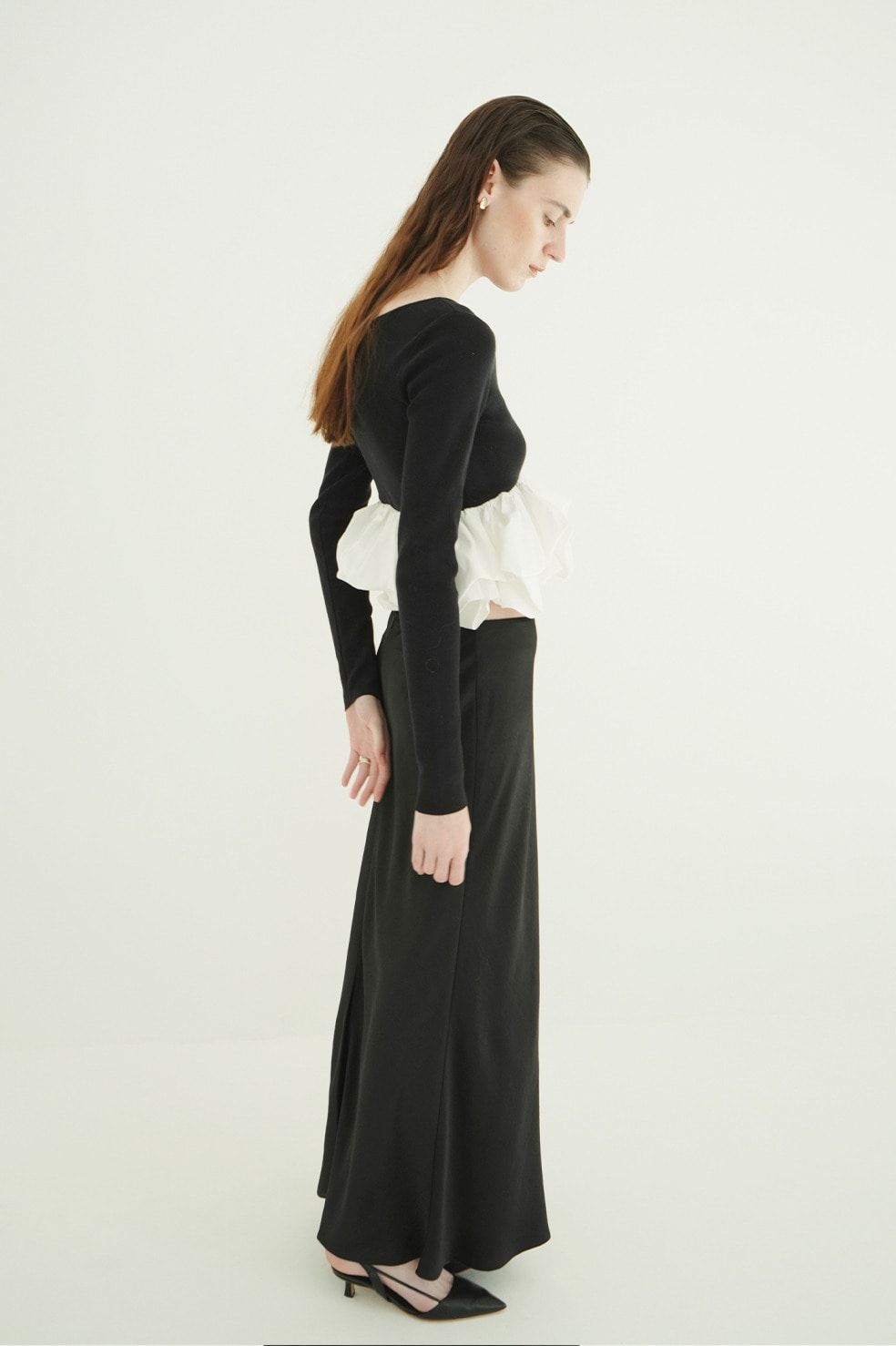バルーン ショートニット トップス -  W BALLOON SHORT KNIT TOPS(BLACK)