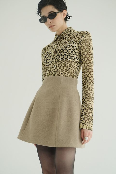 ミニスカート -  CONSTRUCTIVE MINI SKIRT (BEIGE)