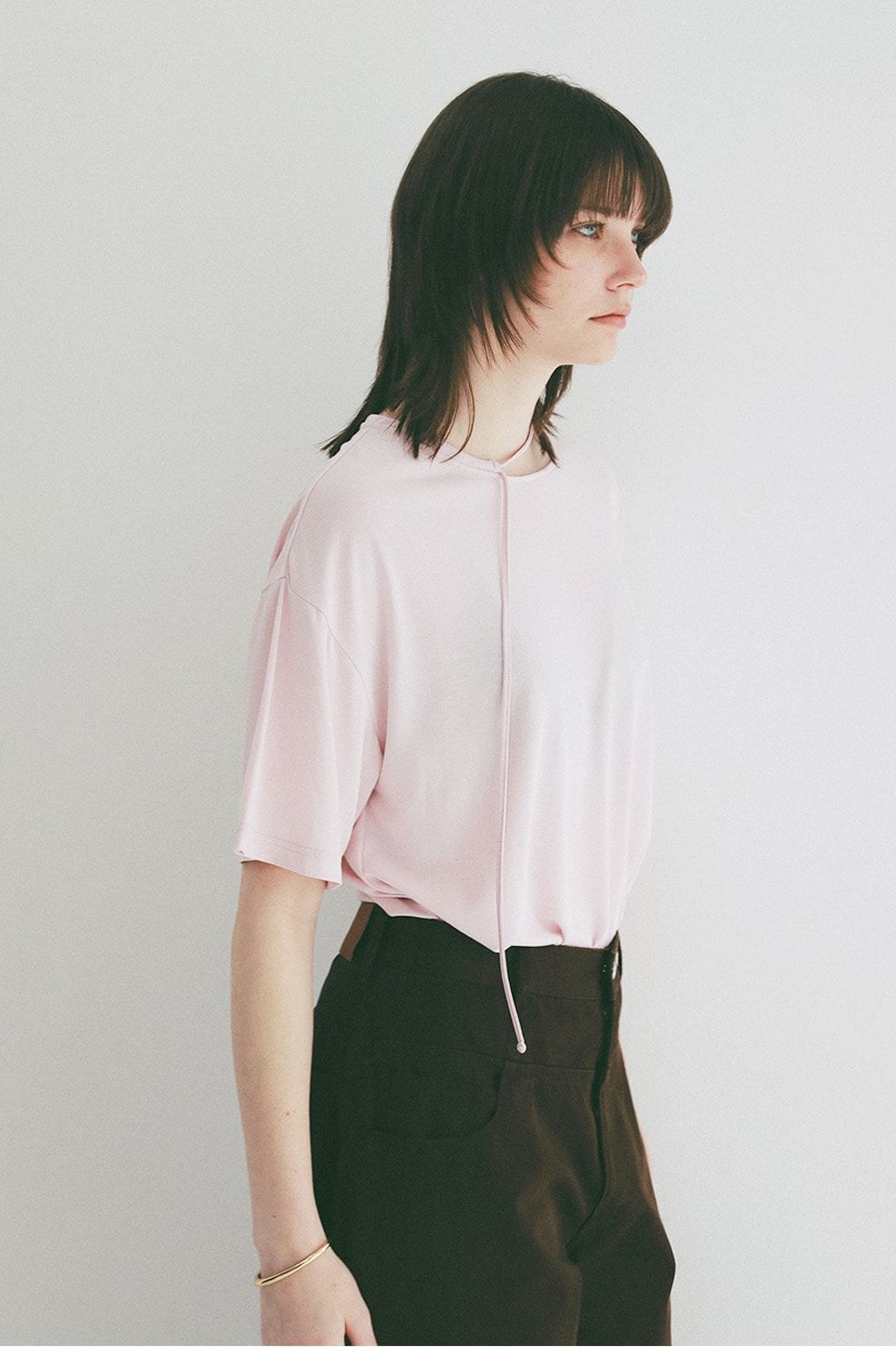 コードカットソー - DROOP THIN CODE SOFT TOPS (PINK)
