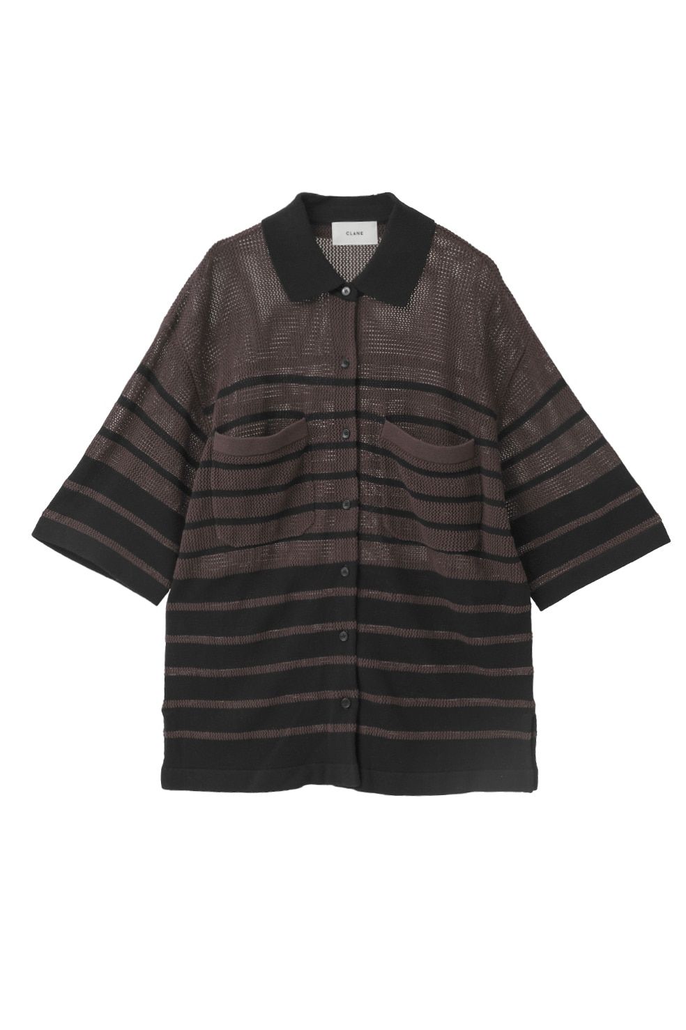 ハーフスリーブオーバーニットシャツ - HALF SLEEVE OVER KNIT SHIRT(BLACK)