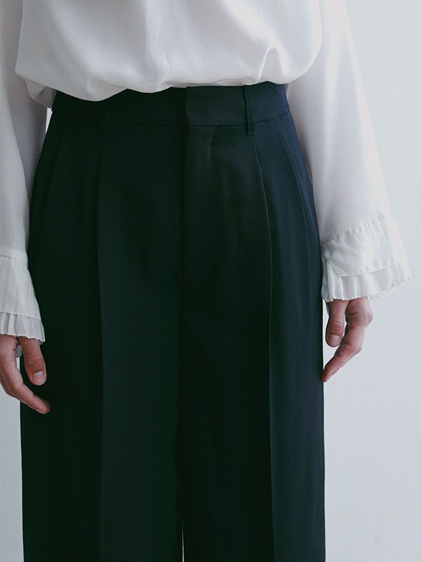 SANTEセンタークリースセミワイドパンツ (NAVY)