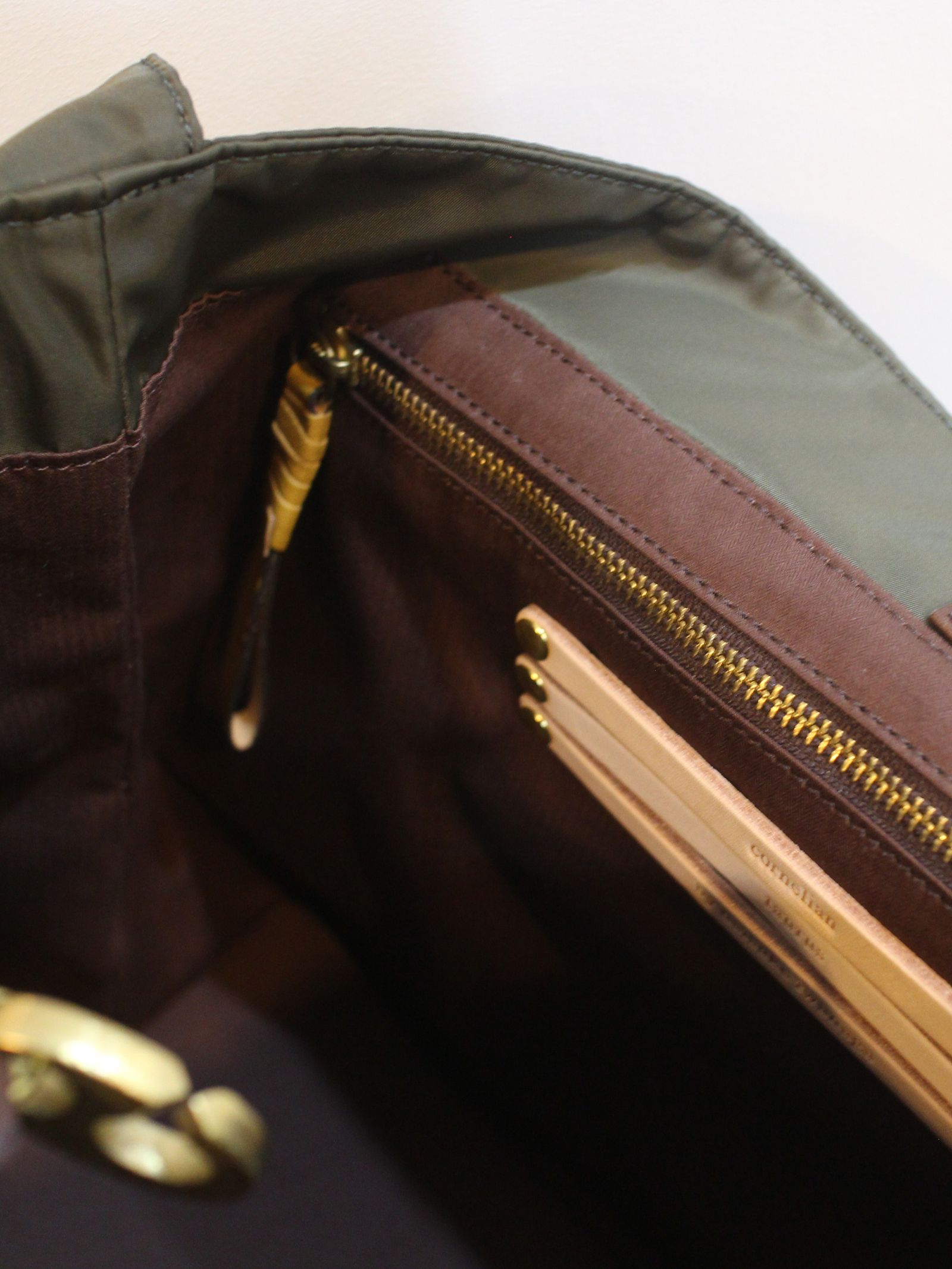 pack tote SUPER / co21fwpt020 R Nylon * H cow leather - KHAKI*MUS