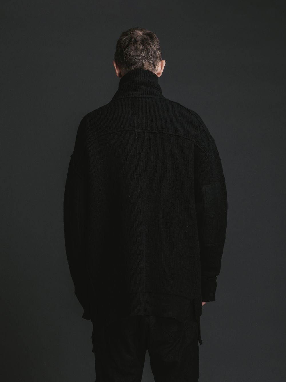 綿カシミヤ ニットブルゾン  -  high neck zip knit BLACK
