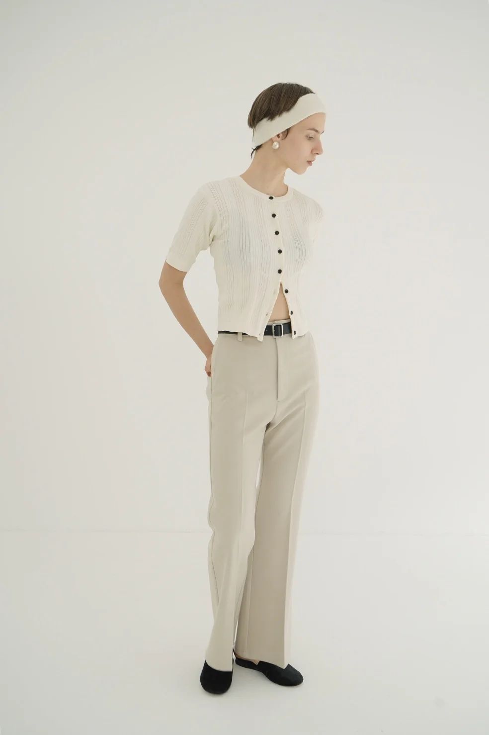 ファイスリブ ニット カーディガン - W FACE RIB KNIT CARDIGAN - IVORY