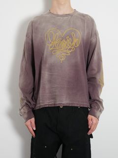 ロープ ブリーチド ロングスリーブ Tシャツ -  "ROPE" BREACHED L/S TEE -  BROWN