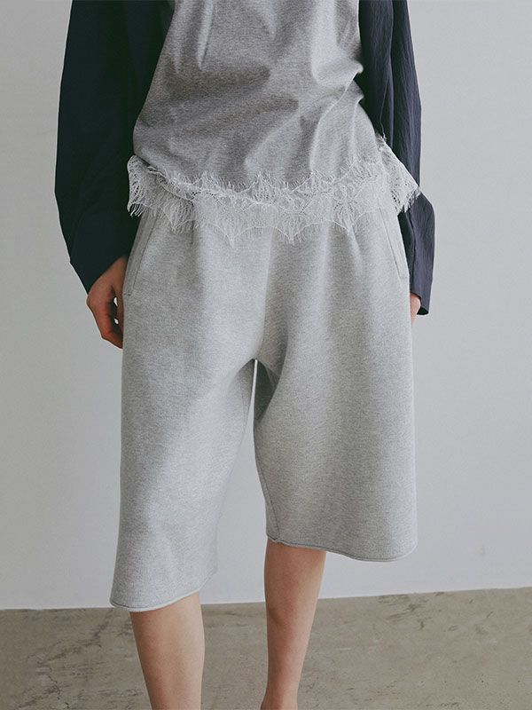 ダブルフェイスニットハーフパンツ(GREY)