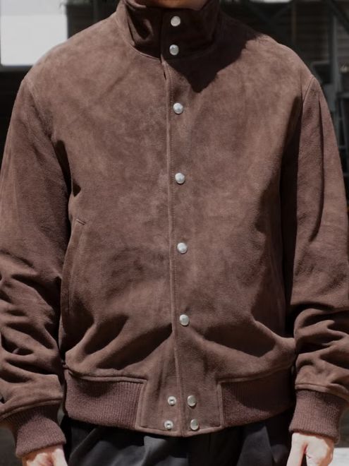 ゴートレザースウェードブルゾン - SUEDE BOMBER JACEKT (BROWN)