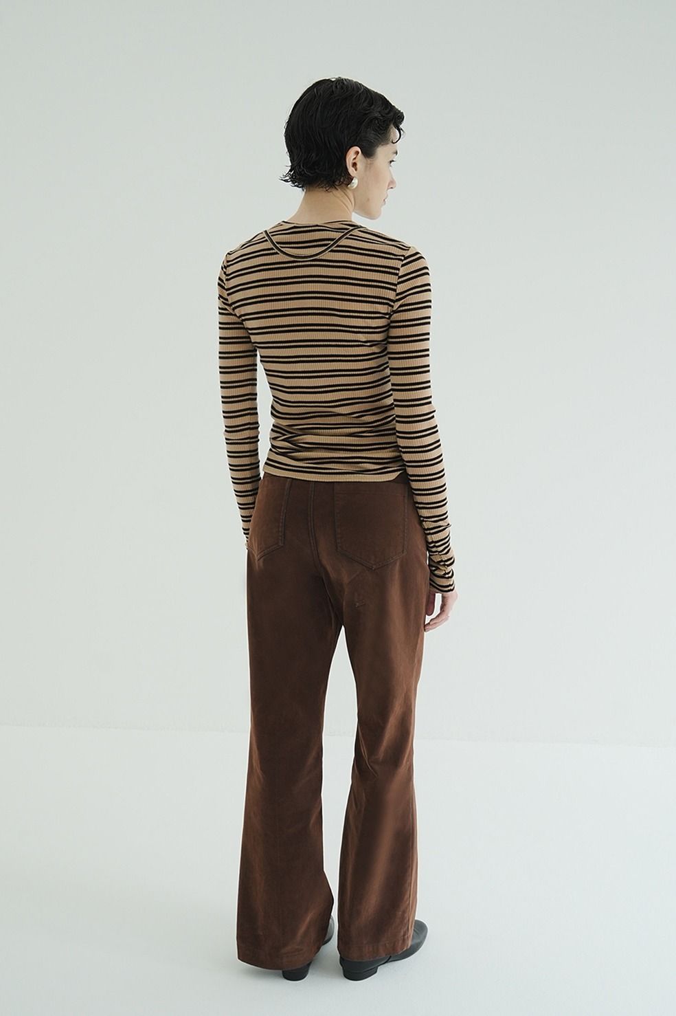 レイヤードカットトップス -  LAYERED SHOULDER CUT TOPS (BORDER)