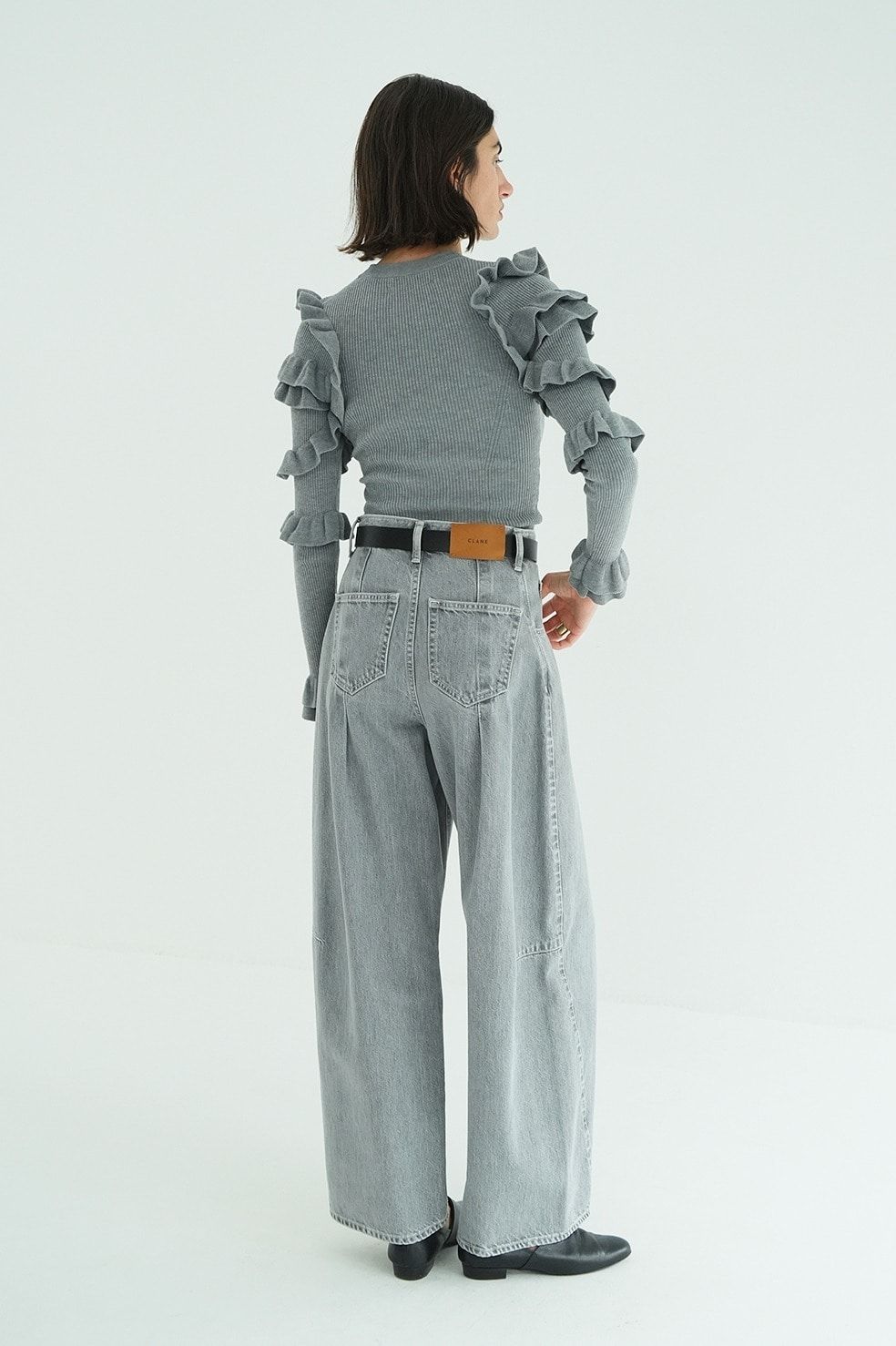 コクーン バルキー デニムパンツ -  COCOON BULKY DENIM PANTS (GREY)