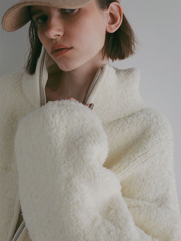 ボンディングニットフリースブルゾン （OFF WHITE)