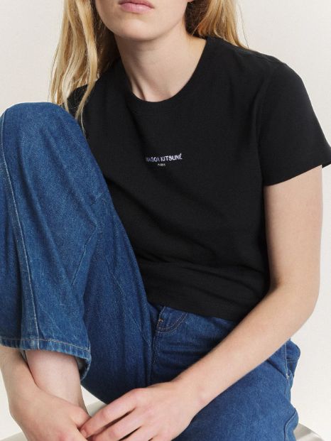 【レディース】  PARIS ロゴ ベイビー Tシャツ (black)