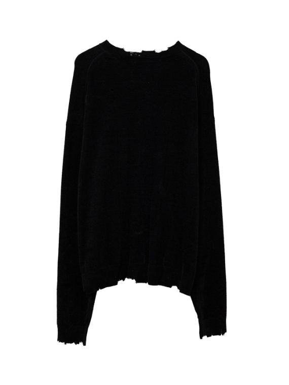 ディストレスド ニットセーター - Distressed Knit Sweater (BLACK)