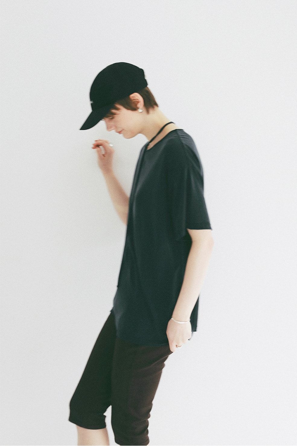 コードカットソー - DROOP THIN CODE SOFT TOPS (BLACK)