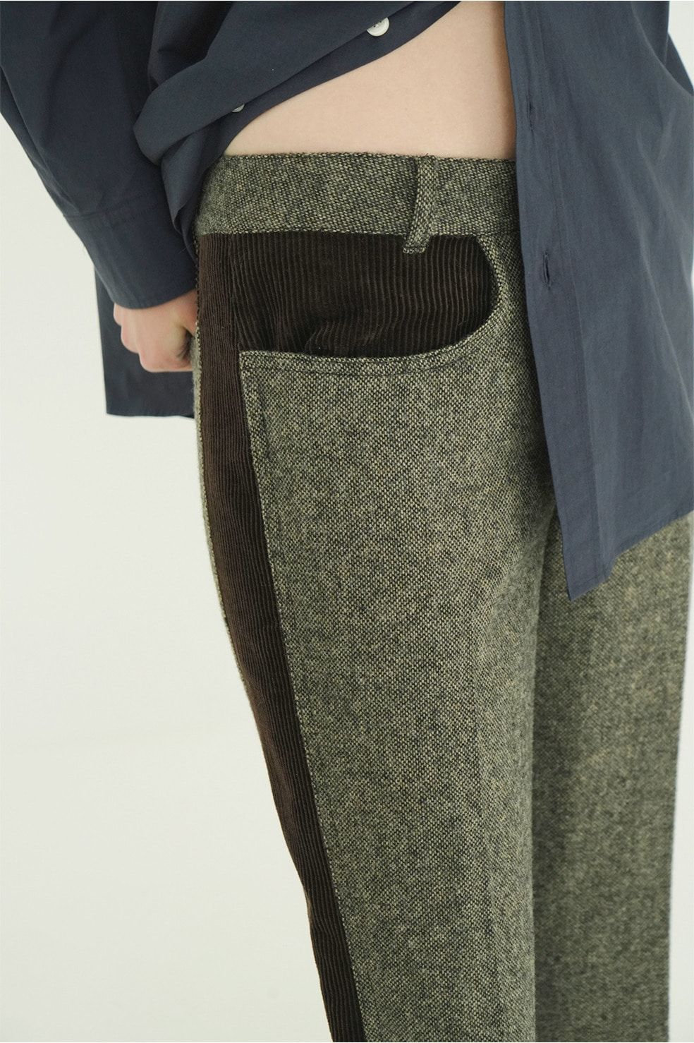 コーデュロイパネルメランジパンツ - CORDUROY PANEL MELANGE PANTS (MIX)