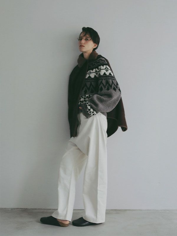 ファインウェルコーデュロイワイドパンツ -   OFF WHITE