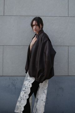 フェイクレザーバルーンジャケット - FAKE LEATHER BALLOON JACKET BROWN