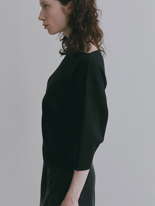 ボートネックニットプルオーバー （BLACK)