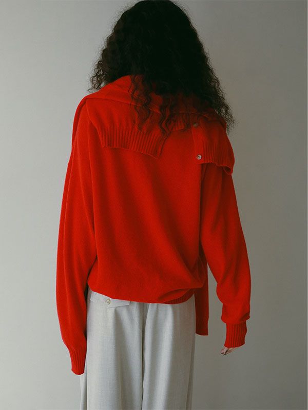 Vネックカシミヤニットプルオーバー RED レディース リラックス スタイル