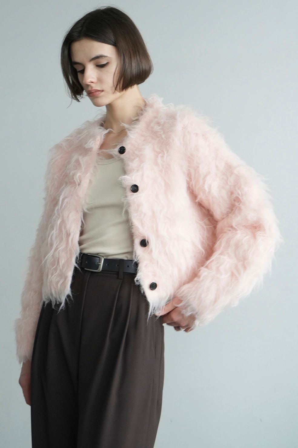 CLANE - シャギ― ショートカーディガン - SHAGGY SHORT KNIT CARDIGAN - PINK | ADDICT WEB  SHOP