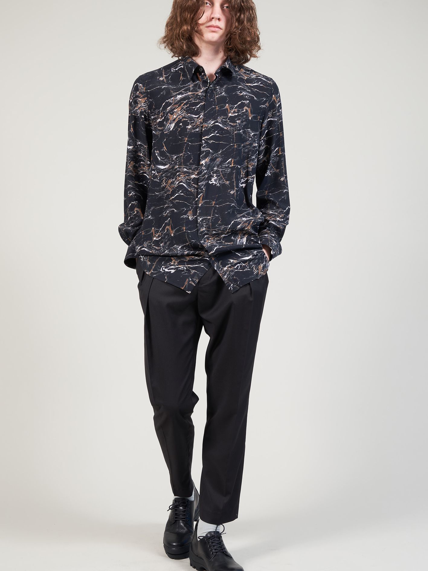 T/Rギャバストレッチ 2タックパンツ - 2 Tuck Pants - BLACK