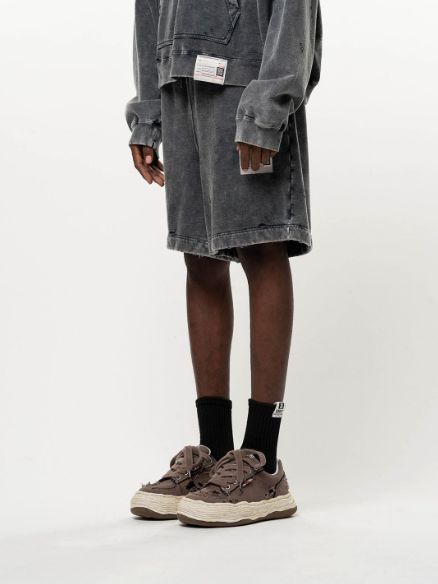 ブリーチド スウェット ショーツ - Bleached Sweat Shorts (BLACK))