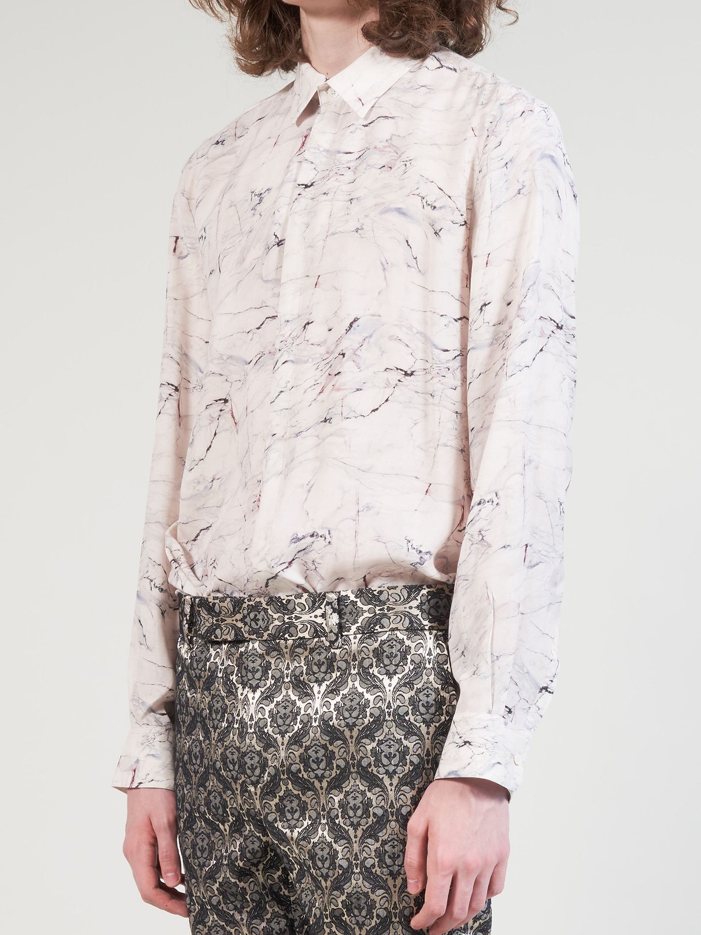 Visファイユマーブルプリント レギュラーシャツ - Regular Shirt - BEIGE MARBLE