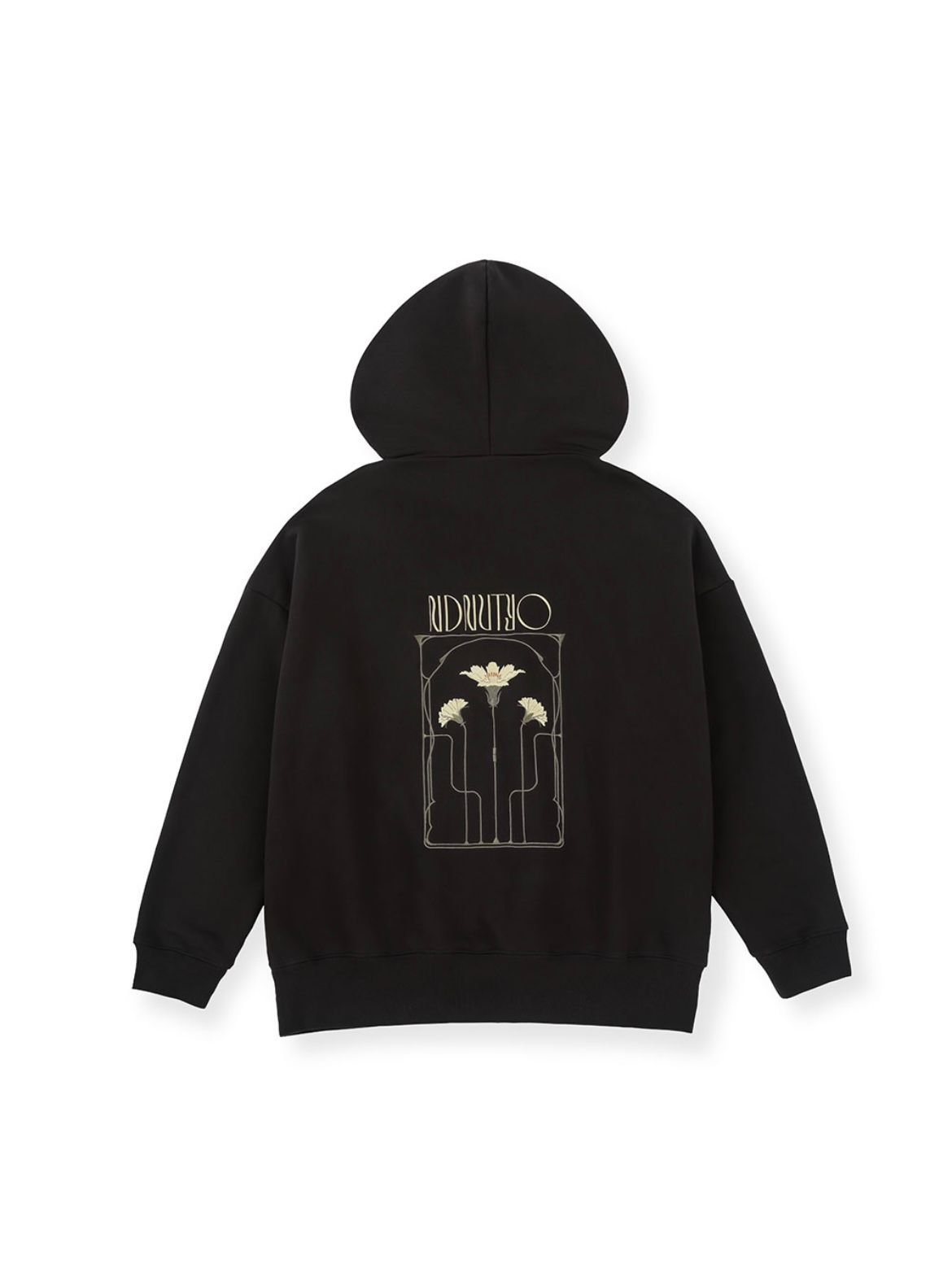 フラワー 刺繡 フーディー - EMBROIDERY FLOWER HOODIE  - ブラック
