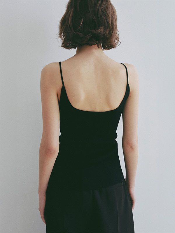 ハイツイストニットキャミソール （BLACK)
