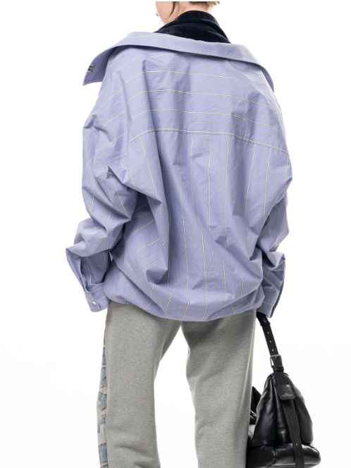 【レディース】 シフテッド レイヤー ストライプ シャツ- Shifted Layer Stripe Shir (BLUE)