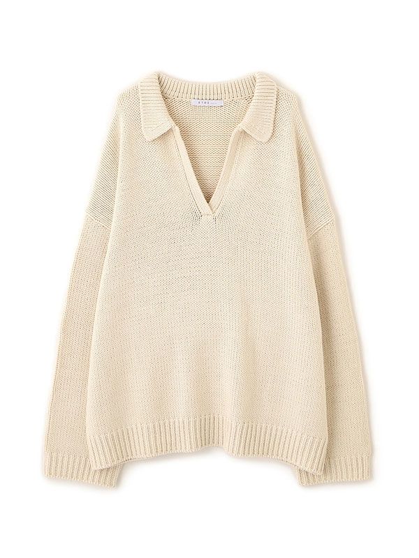 オーバーサイズスキッパーニットプルオーバー (IVORY)