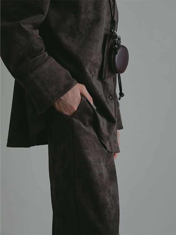 フェイクスウェードリラクシーパンツ (DARK BROWN)