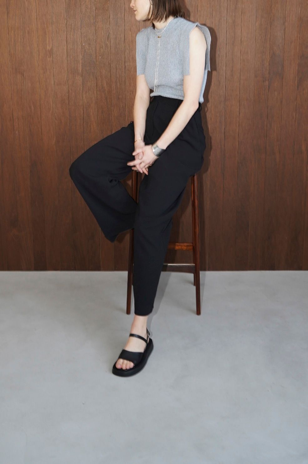 CLANE - ベーシック タック パンツ - BASIC TUCK PANTS - BLACK