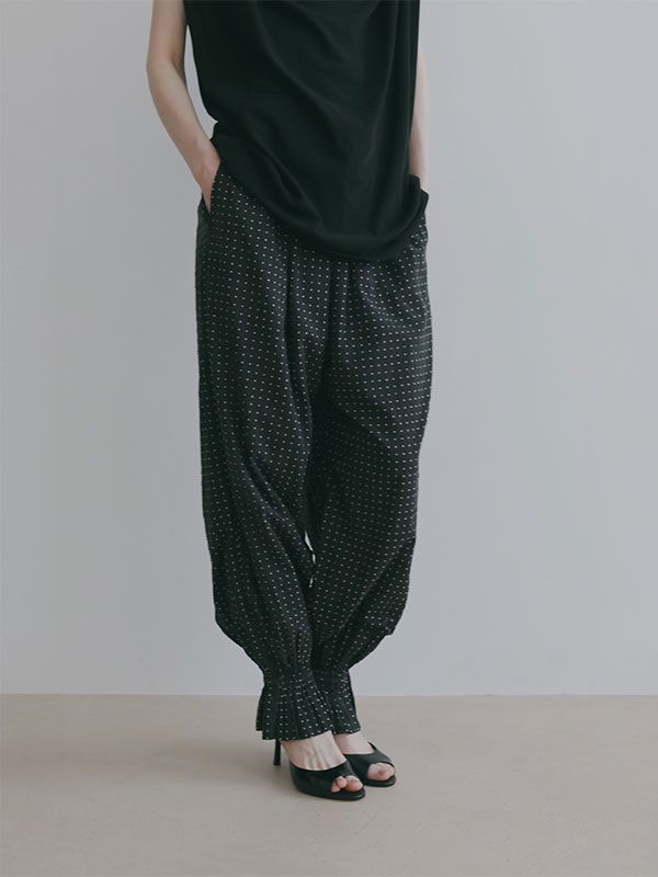 コットンドビーギャザーパンツ (BLACK)