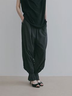 コットンドビーギャザーパンツ (BLACK)