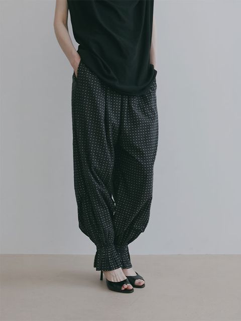 コットンドビーギャザーパンツ (BLACK)
