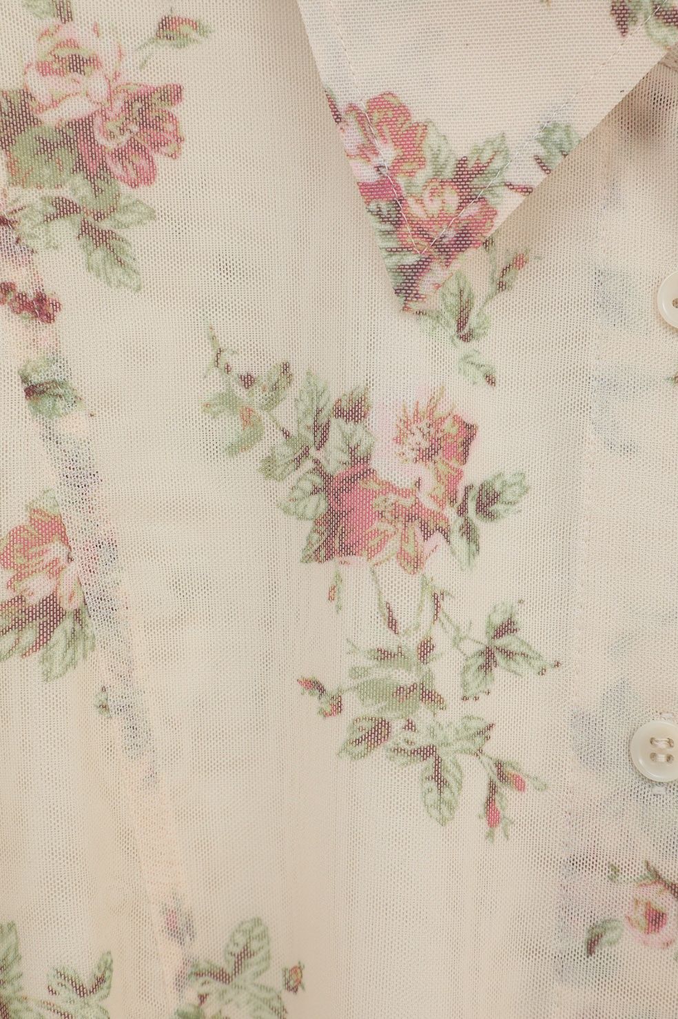 チュールフローラルシャツ - FLOWER SIDE HOLE SHIRTS (BEIGE)