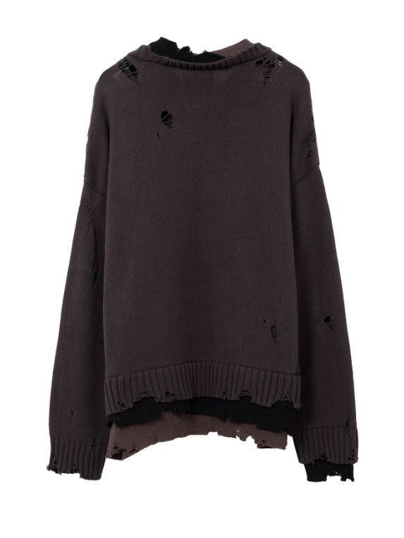 トリプル レイヤード ニット セーター - Triple Layered Knit Sweater (BLACK)