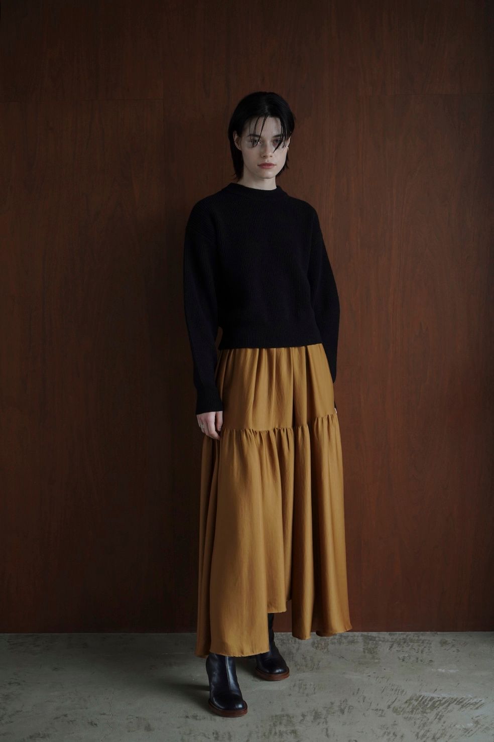 ベーシック ドロップ ショルダー ニット トップス - BASIC DROP SHOULDER KNIT TOPS - BLACK