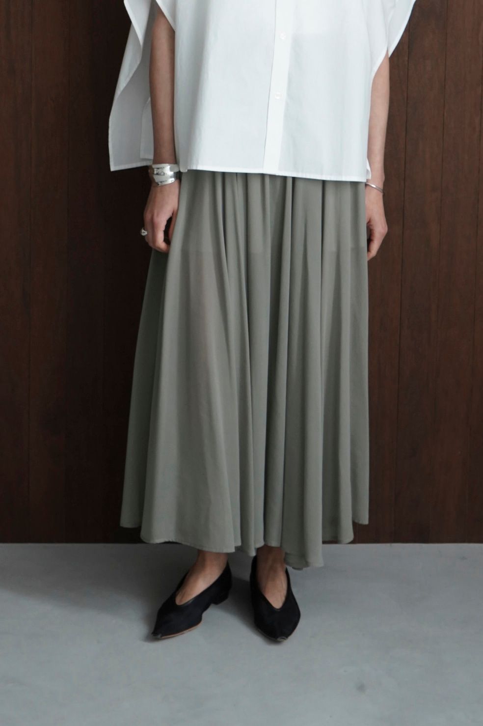 CLANE - シアー スリット スカート - SHEER SLIT SKIRT - BEIGE | ADDICT WEB SHOP