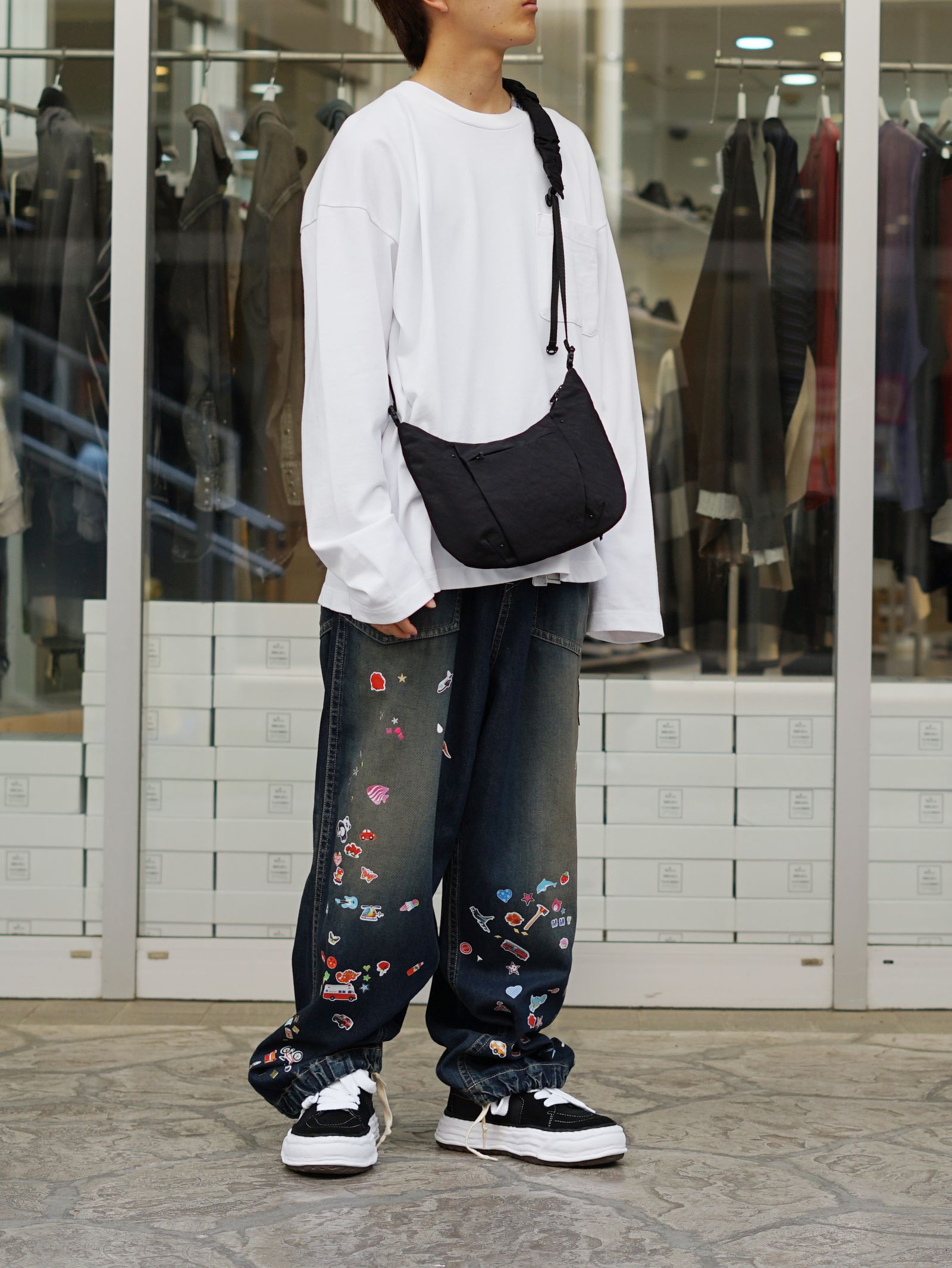 テクスチャード ツイル ポーチバッグ  / TEXTURED TWILL POUCH （BLACK)
