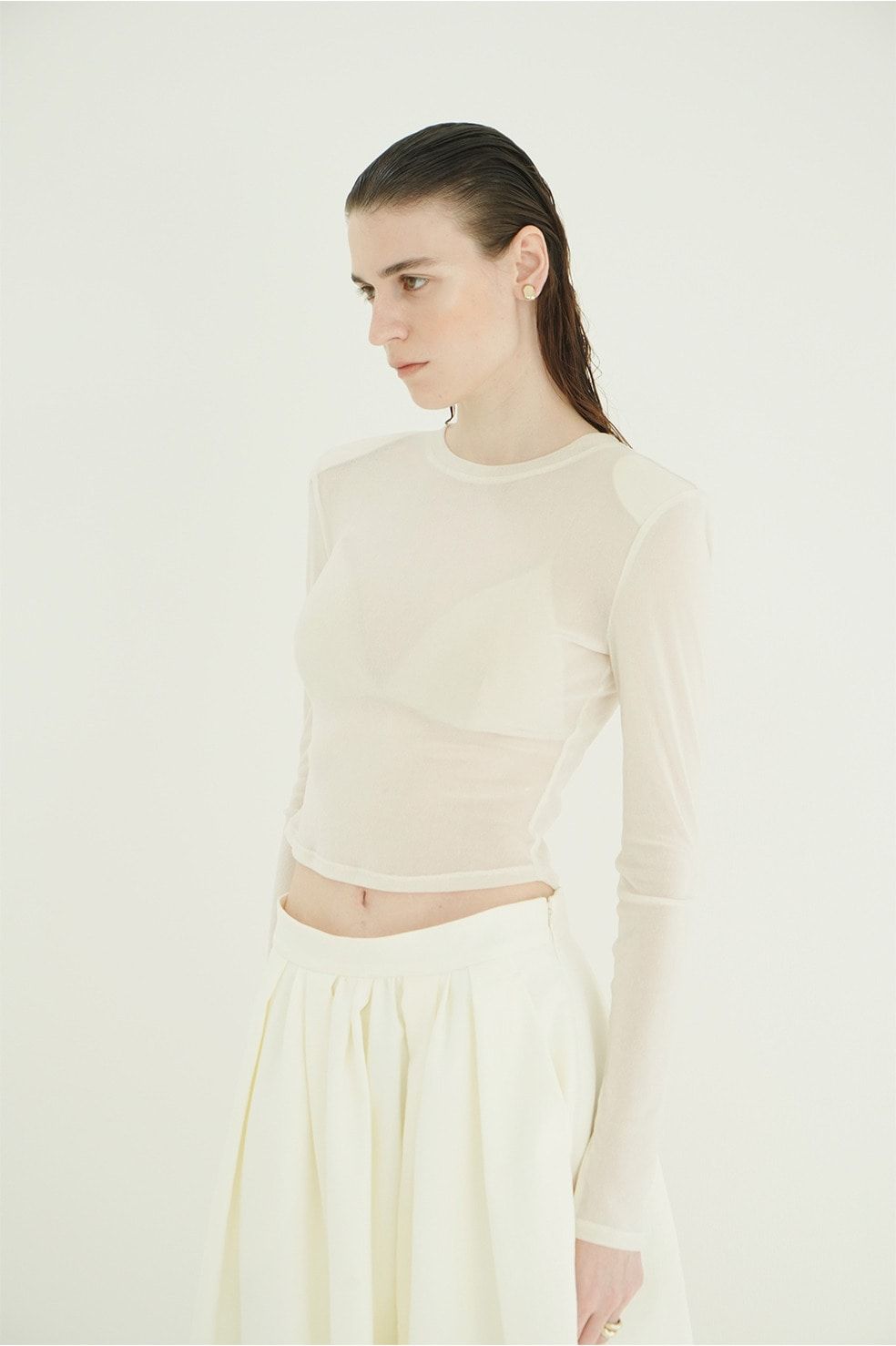 チュールフロッキーコンパクト トップス - FLOCKY FORM TIGHT TOPS (WHITE)