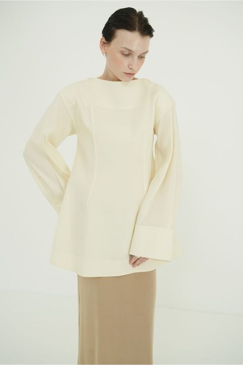 テンセルミニフレアワンピース - TENCEL MINI FLARE ONEPIECE (IVORY)