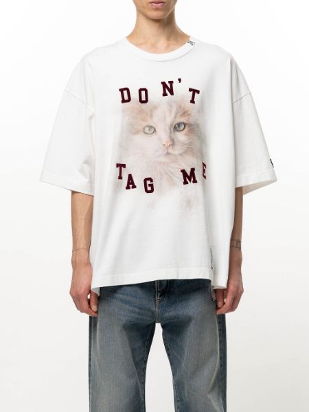 キャット プリント Tシャツ - Cat Printed T-shirt （WHITE)